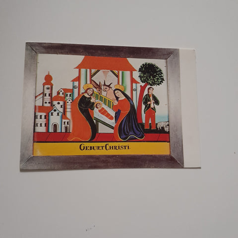 AK Geburt Christi. Hinterglasbild aus Sandl.