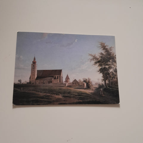 AK Enns - Lorch. Historische Ansicht der Kirche St. Laurenz. (nach einem Ölgemälde von O. Paar)