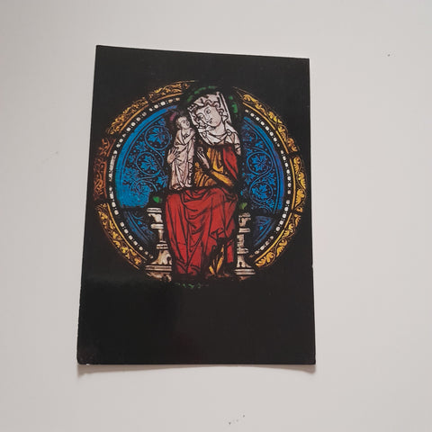 AK Stift St. Florian. Glasfenstergalerie. Rundscheibe. Maria mit Kind.