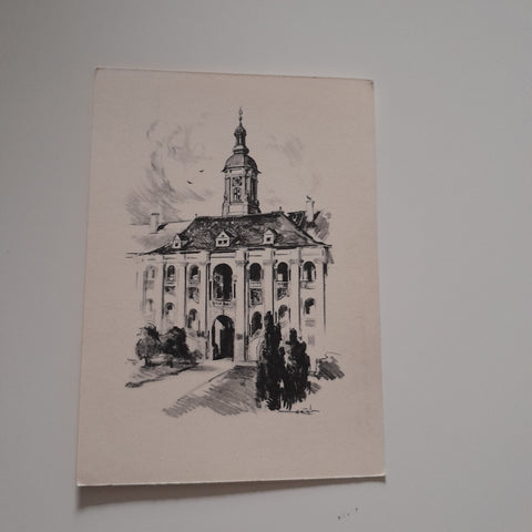 AK St. Florian - Stiegenhaus mit Turm. (Entwurf Hanns Wulz)