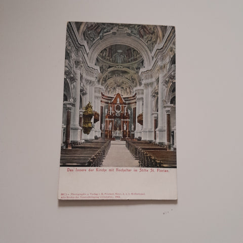 AK Das Innere der Kirche mit Hochaltar im Stifte St. Florian.