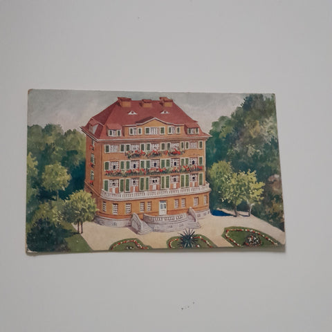 AK Bad Schallerbach. Das Gutsbeamtenkurhaus. mit Porträtzeichnung auf Rückseite ("Göricke") August Göricke ?