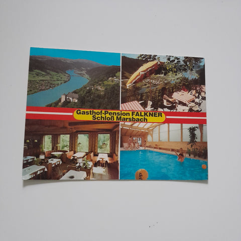 AK Hofkirchen. Schloß Marsbach 2. Gasthof Pension Falkner.