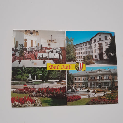 AK Bad Hall. Parkhotel. St. Georg sowie Speisesaal, Kurpark, Kurhaus.