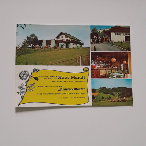 AK Sarleinsbach, Schulgarten 8. Restaurant Pension Haus Mandl.