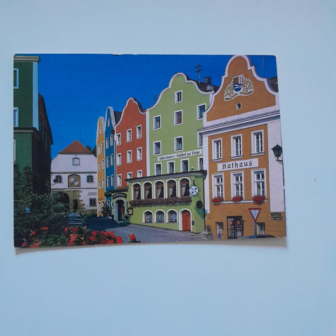 AK Schärding am Inn. Hotel Gasthof Zur Stiege. Walter u. Franziska Schneebauer. Schloßgasse 2, 4 und 6.