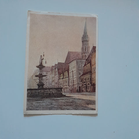 AK Steyr. Stadtplatz (Aquarell, Prof. A. Scholler)
