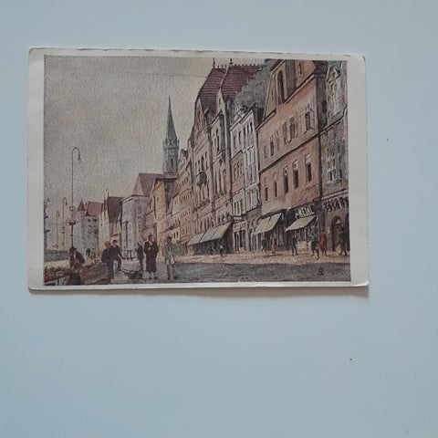 AK Steyr Stadtplatz. (Aquarell Prof. A. Scholler)