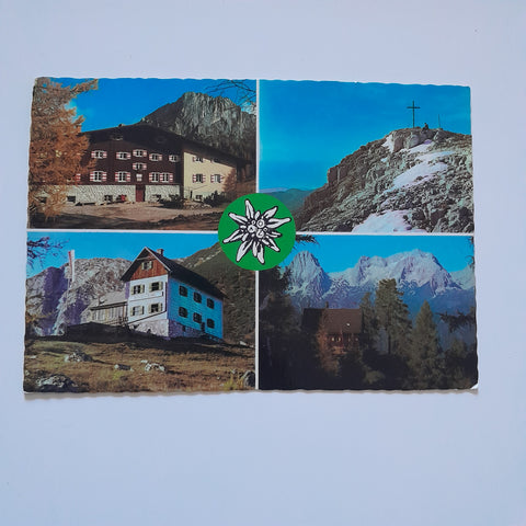 AK Ö.A.V. Hütten im Warscheneckgebiet. Linzerhaus, Dümlerhütte Gipfelkreuz am Warscheneck, Zellerhütte.