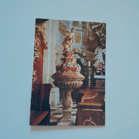 AK Spital am Pyhrn. Ehemalige Stiftskirche. Taufbrunnen von Veit Königer.