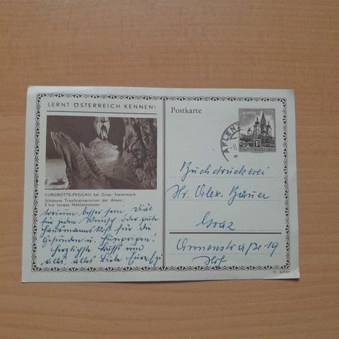 Postkarte Lurgrotte-Peggau bei Graz.