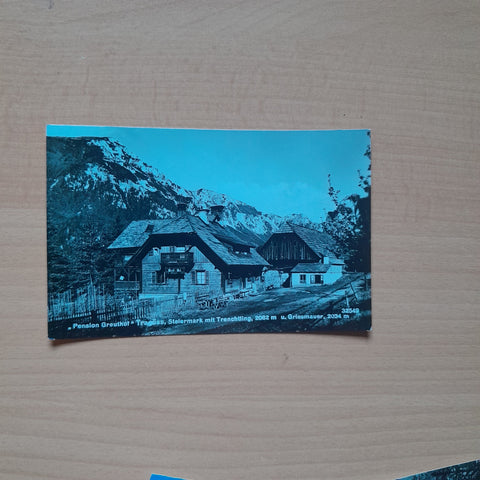 AK Tragöss, Pension Greuthof mit Trenchtling und Griesmauer.