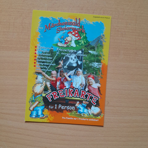 Werbe-Karte Märchenwald Steiermark. St. Georgen ob Judenburg, Pichlhofen 60.