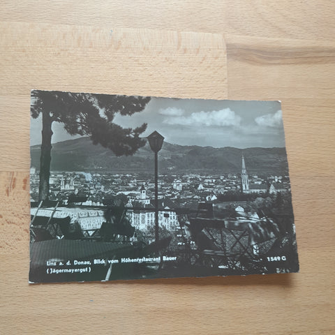 AK Linz. Blick vom Höhenrestaurant Bauer (Jägermayergut)