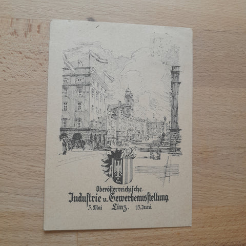 AK Linz Öberösterreichische Industrie u. Gewerbeausstellung 5. Mai - 15. Juni 1946.