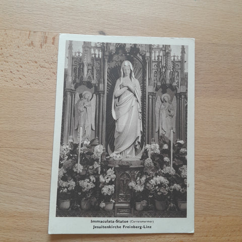 AK Jesuitenkirche Freinberg Linz. Immaculata Statue.