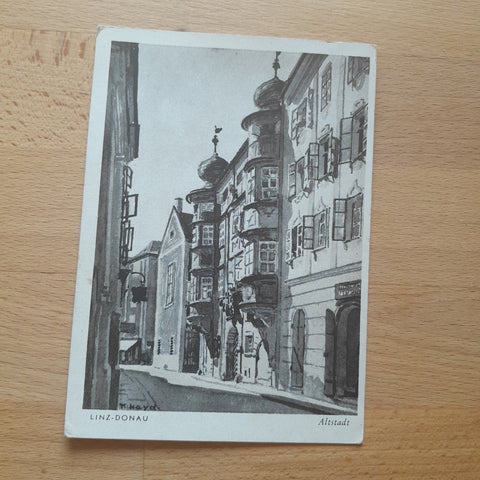 AK Linz. Altstadt. nach Aquarell von Karl Hayd. Kartenserie Alte Gassen und Häuser von Linz.