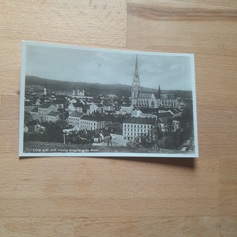 AK Linz mit Maria Empfängnis-Dom.