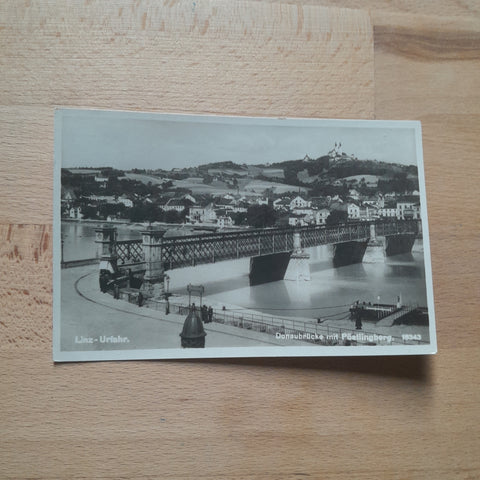 AK Linz. Donaubrücke mit Pöstlingberg. (1931)