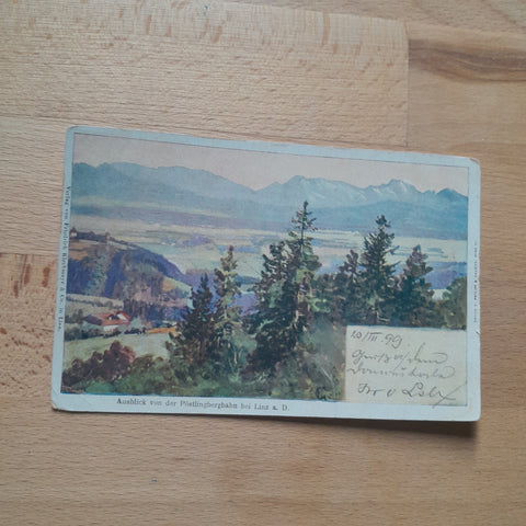 AK Ausblick von der Pöstlingbergbahn bei Linz.