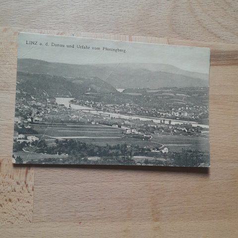 AK Linz und Urfahr vom Pfeningberg.