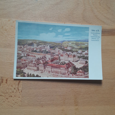 AK Linz. Landschaftliches Theater, Landeskulturrats-Gebäude und Landesarchiv.