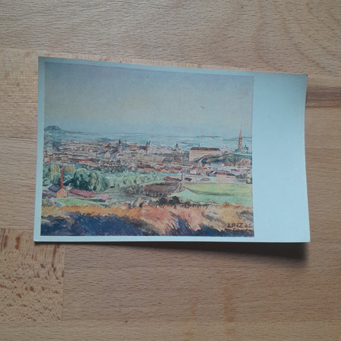 AK Linz von der Riesenhofer Sandgrube, Nach der Natur gemalt von Hans Falkinger.
