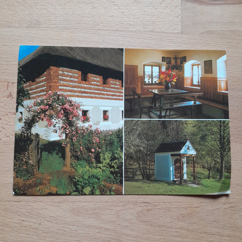 AK Stübing bei Graz. Österreichisches Freilichtmuseum. Vierkanthof aus St. Ulrich bei Steyr. Stube und Kapelle.