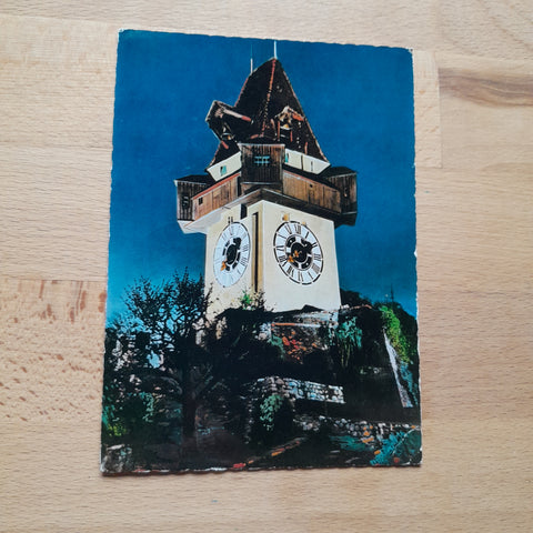 AK Graz bei Nacht - Uhrturm am Schloßberg.