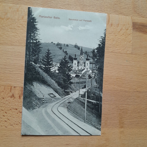AK Mariazeller Bahn. Durchblick auf Mariazell. (1910-11)