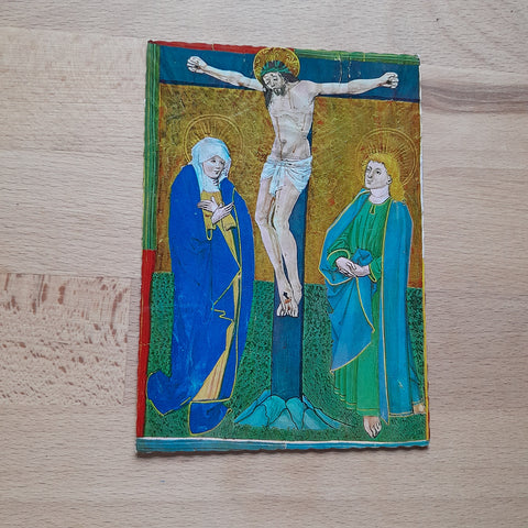 AK Stiftsbibliothek Admont. Christus am Kreuze mit Maria und Johannes. Miniatur Ende 15. Jh.