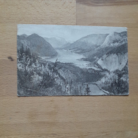 AK Gössl mit Grundl- und Toplitzsee nach einem Aquarell v. A. Jaffe.