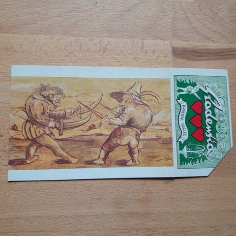 Eintritts-AK Schloß Trautenfels. Die Zwerge kommen. Ausstellung 1993 und 1994. "Die Duellanten" Wandmalerei nach einer barocken Karikatur.