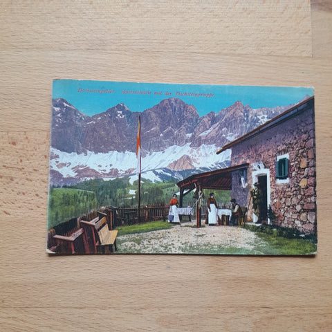 AK Austriahütte mit der Dachsteingruppe. (1908)