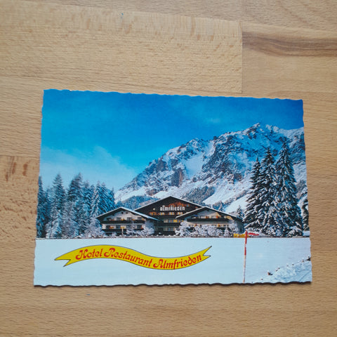 AK Ramsau am Dachstein. Hotel Restaurant Cafe Almfrieden Besitzer: M. u. H. Schrempf.