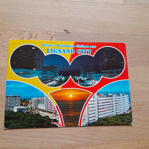 AK Saluti. Souvenir. Lignano City.