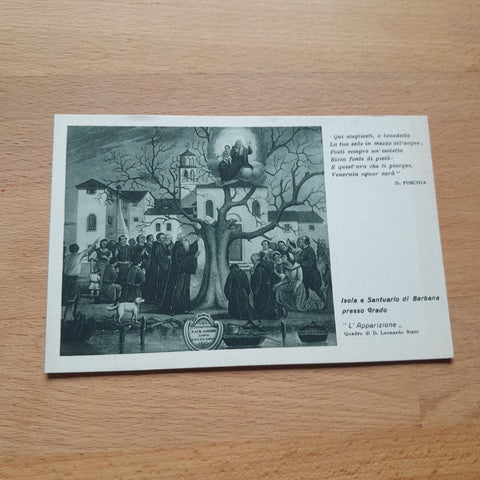 AK Isola e Santuario di Barbana presso Grado L'Apparizione Quadro di D. Leonardi Stani.
