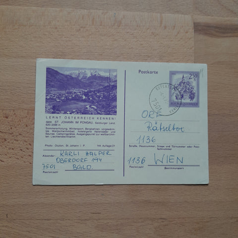 Postkarte St. Johann im Pongau. lernt Österreich kennen.