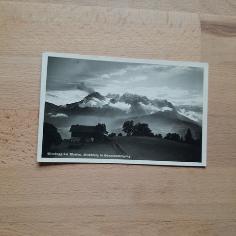 AK Mordegg bei Werfen. Hochkönig in Sonnenuntergang.