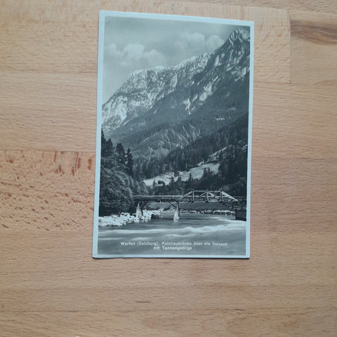 AK Werfen. Kalchaubrücke über die Salzach mit Tennengebirge.