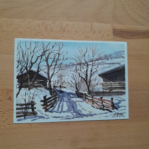 AK Vorfrühling in Wagrain. (nach Aquarell Akad. Maler Erwin Exner.