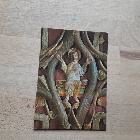AK Dom zu Gurk. Salvatorianerkolleg. Detail der romanischen Türrelifes des Westportals Thronender Christus.
