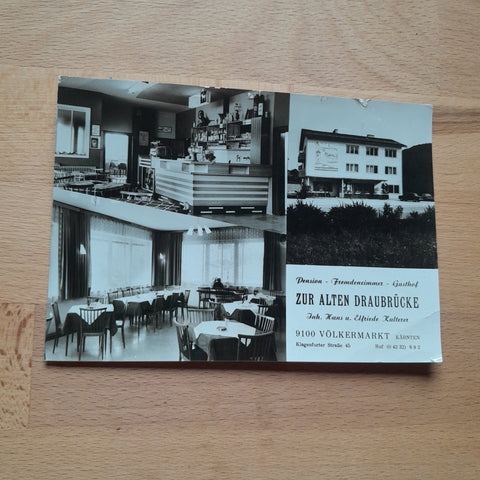 AK Völkermarkt. Pension  Zur Alten Draubrücke. Inh. Hans e. Elfriede Kulterer. Klagenfurter Straße 45.