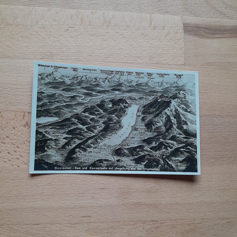 AK Ossiacher-See und Kanzelbahn mit Umgebung aus der Vogelschau. (1929)