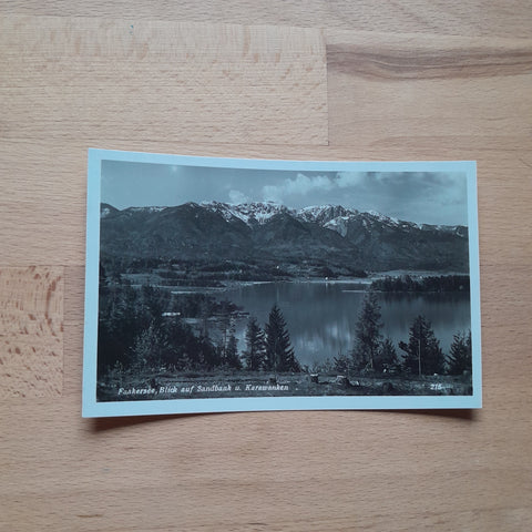 AK Faakersee Blick auf Sandbank u. Karawanken.
