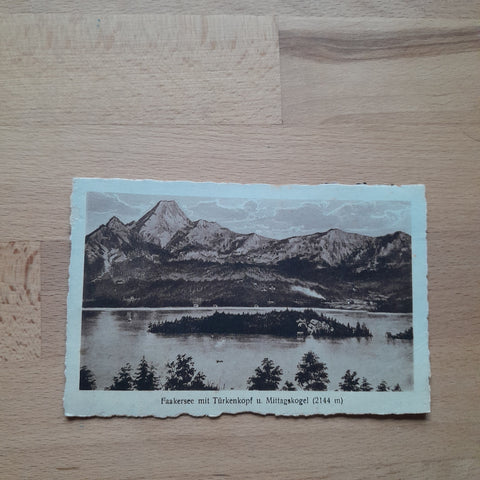 AK Faakersee mit Türkenkopf und Mittagskogel.