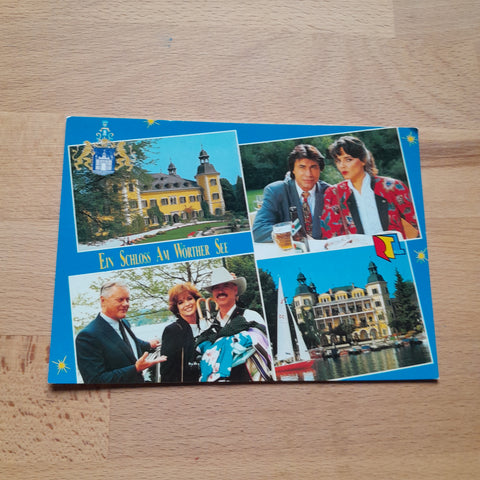 AK Velden am Wörthersee. Ein Schloss am Wörthersee. Fernsehserie RTL PLus Linda Gray, Beatrix Bilgeri, Roy Black, Larry Hagman Otto Retzer.