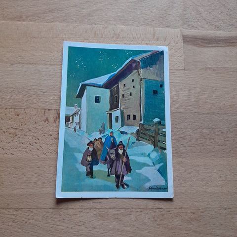 AK Herbergsuche- Alter Adventbrauch in den Alpen. (nach Ölgemälde von Aug. Schreilechner)