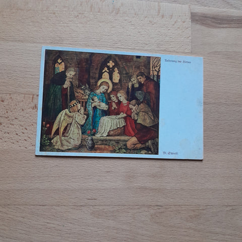 AK Anbetung der Hirten. (M. Schiestl)