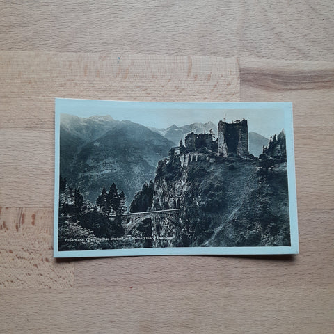 AK Tauernbahn. Gratschacher-Viaduct mit Ruine Ober-Falkenstein.